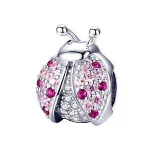 925 Sterling Silver Pink Ladybug Charm